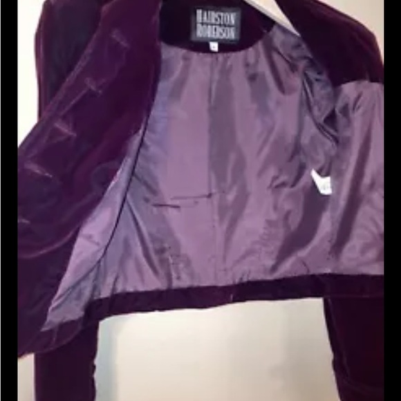 VTG Hairston Roberson Blazer Velvet Victorian Romantic Crop Burgundy Holiday - Picture 6 of 9